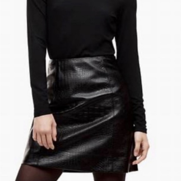 Aritzia Dresses & Skirts - ARITZIA BABATON faux leather mini skirt fully lined crocodile texture black sz 6